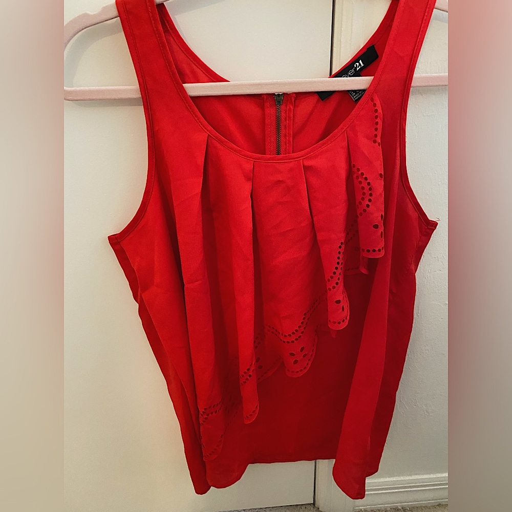 Forever 21 small red blouse with ruffle design.